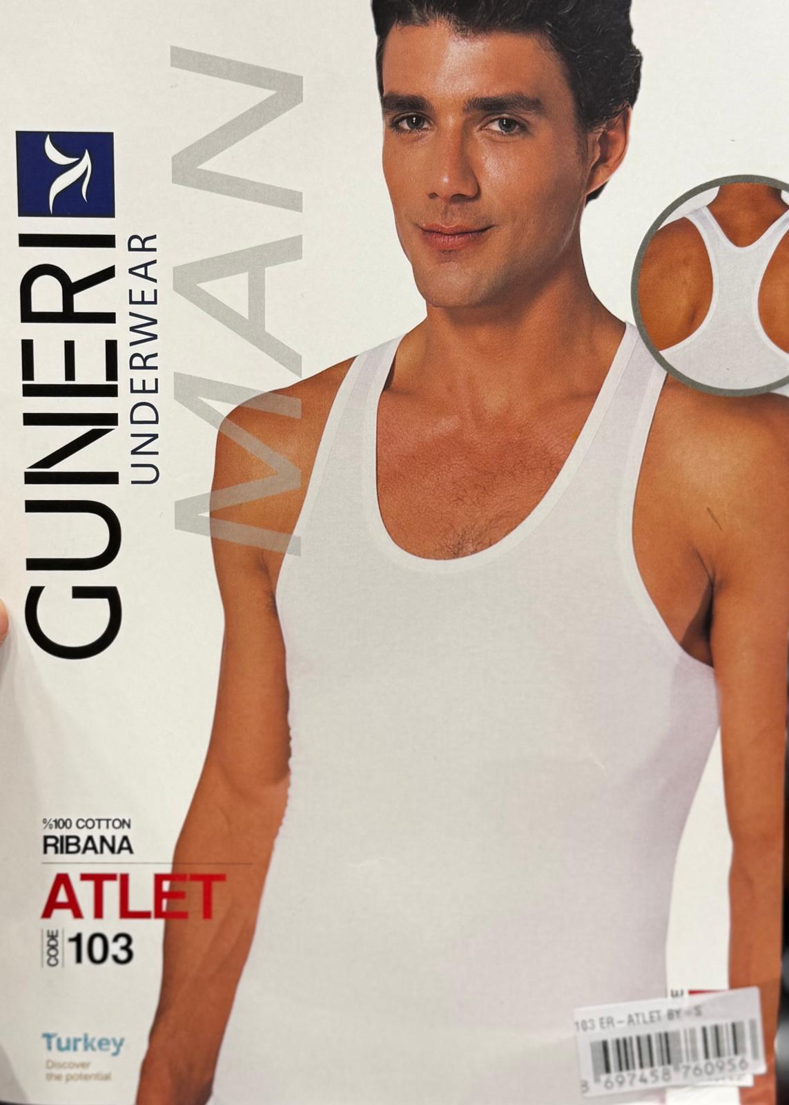 Güneri Erkek Ribana Atlet %100 Pamuk Rambo  Beyaz