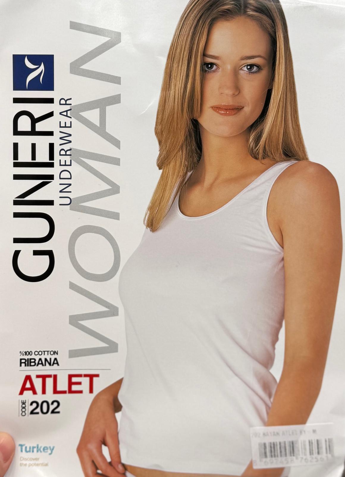 Güneri Kadın Ribana Atlet %100 Pamuk Beyaz