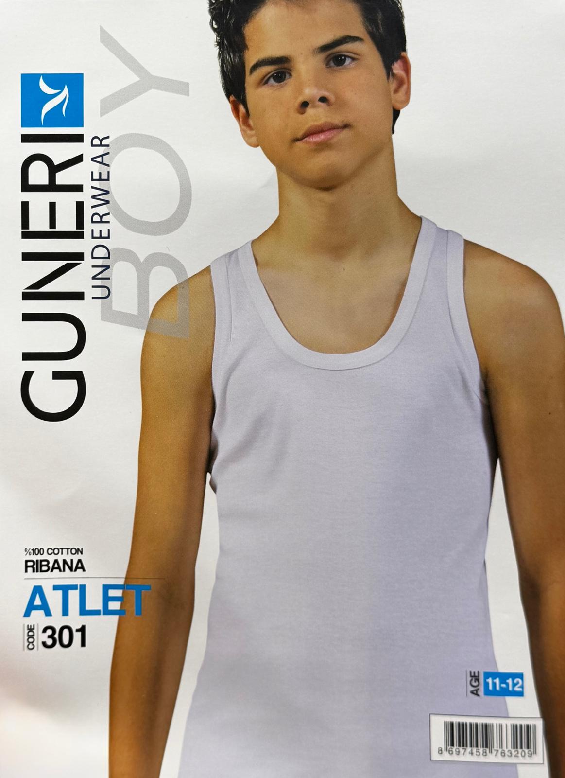 Güneri Erkek Çocuk Ribana Atlet %100 Pamuk Beyaz (9+ Yaş)