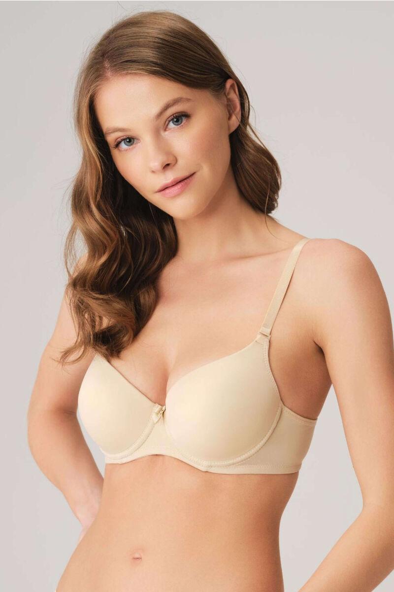 Kadın Balenli Destekli Dolgulu Askıları Çıkabilen Günlük Klasik T-Shirt Sütyen Ten