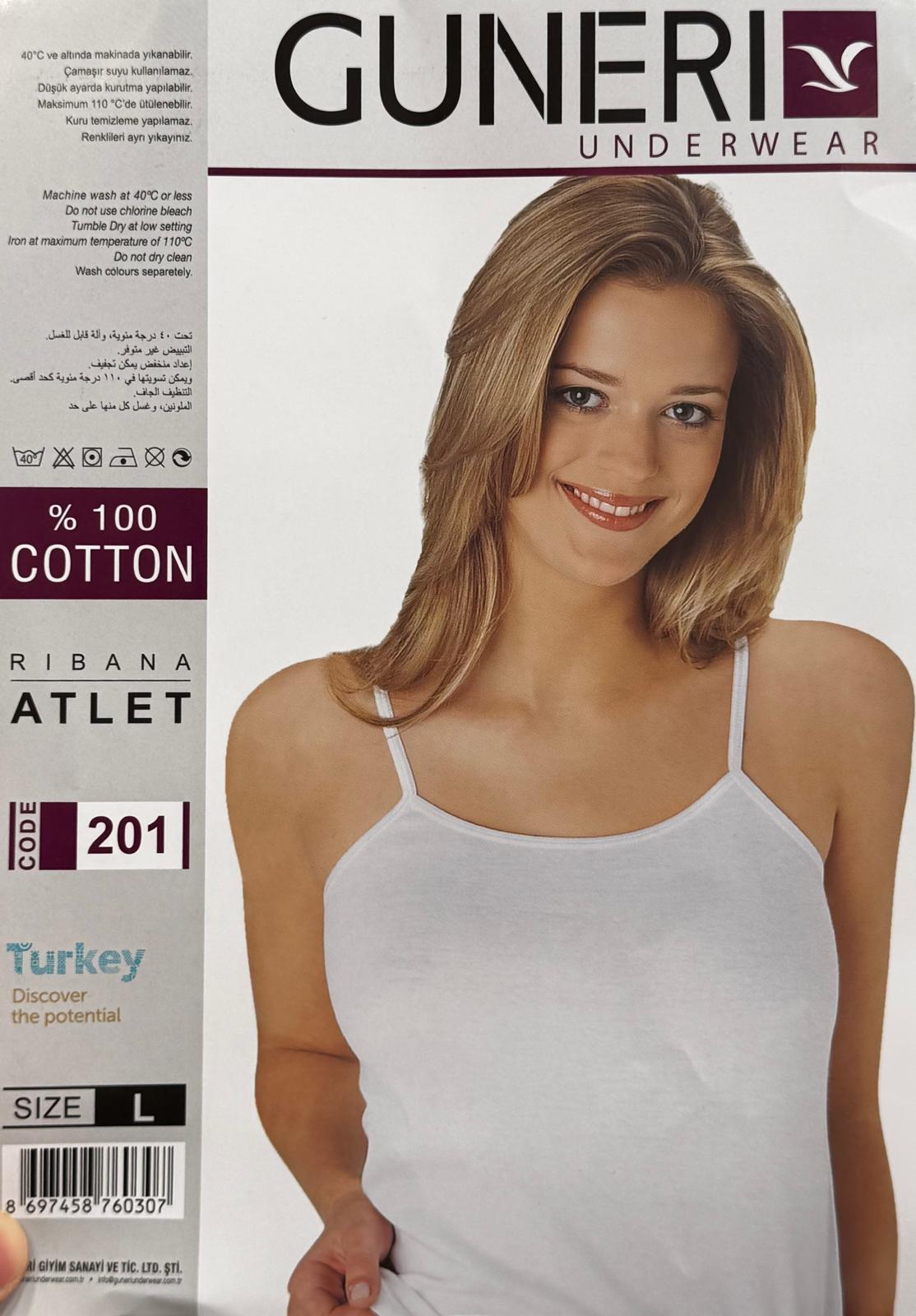 Güneri Kadın İp Askılı Ribana Atlet %100 Pamuk Beyaz