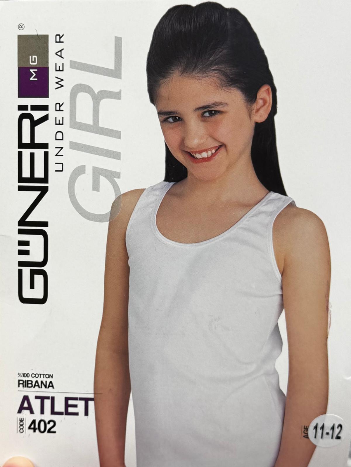 Güneri Kız Çocuk Atlet Kolsuz %100 Pamuk Ribana