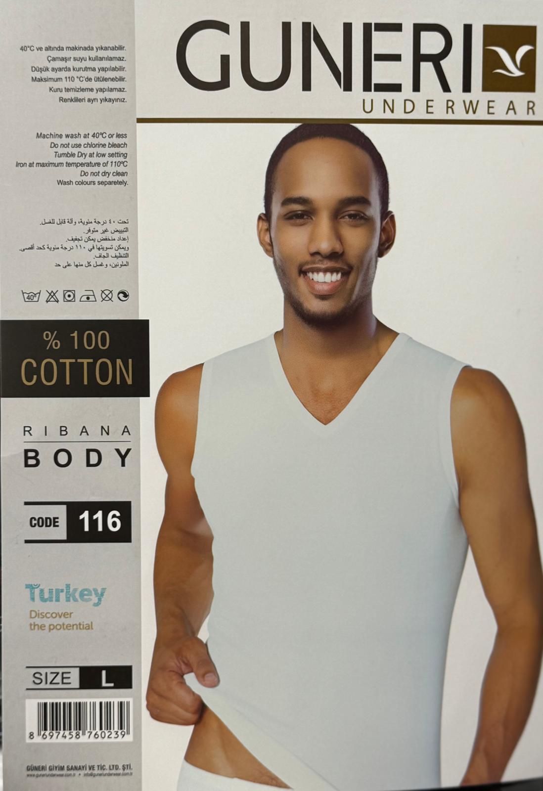 Güneri Erkek Ribana Atlet %100 Pamuk Beyaz