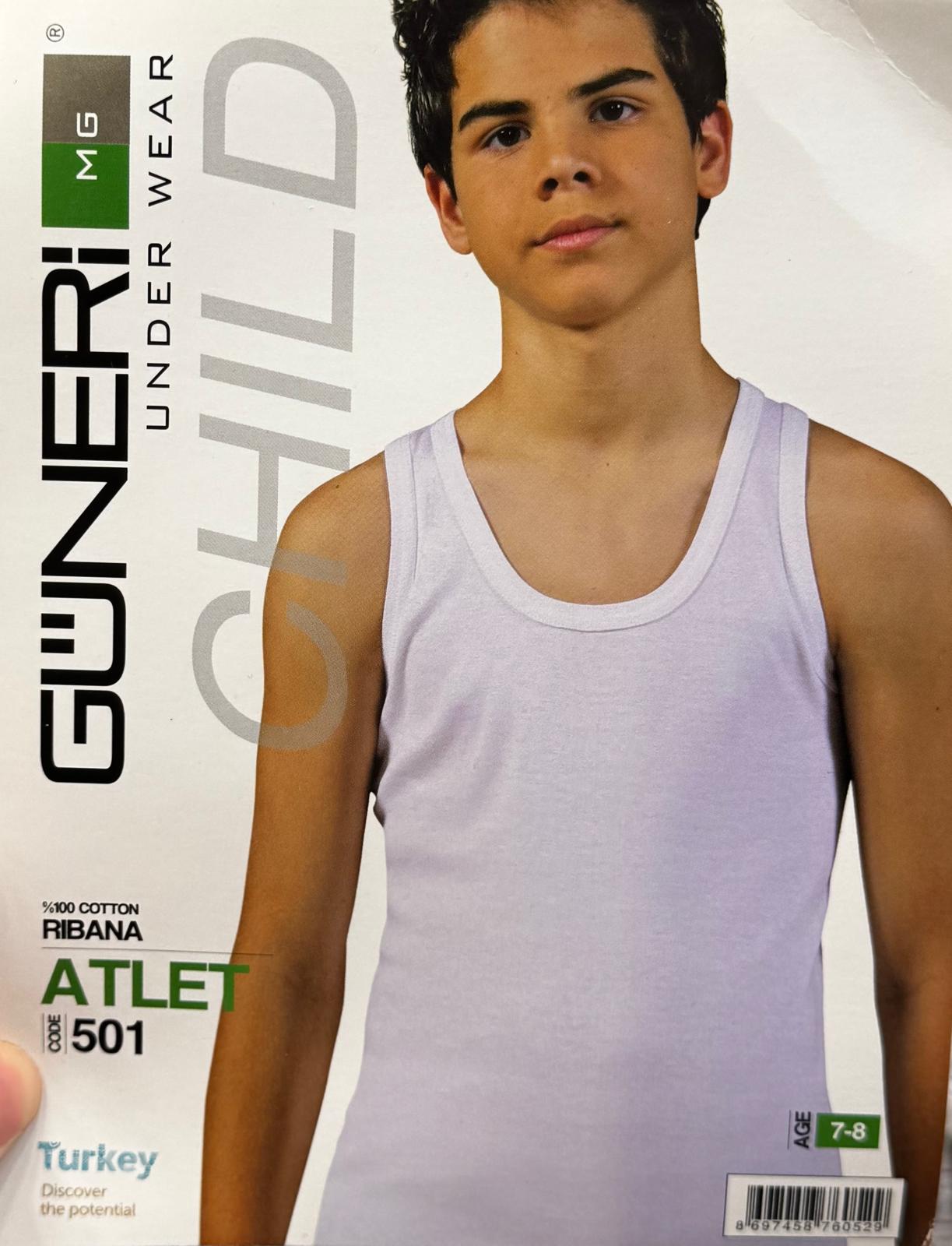 Güneri Çocuk Atlet Kolsuz %100 Pamuk Ribana