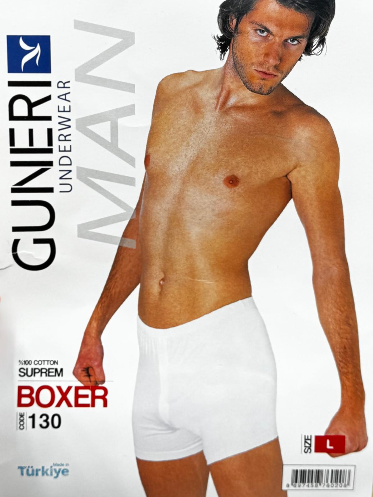 Güneri Erkek Boxer %100 Pamuk Suprem Beyaz